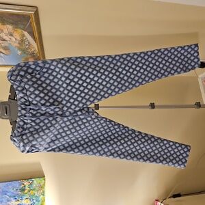 Blue print pull-on pants